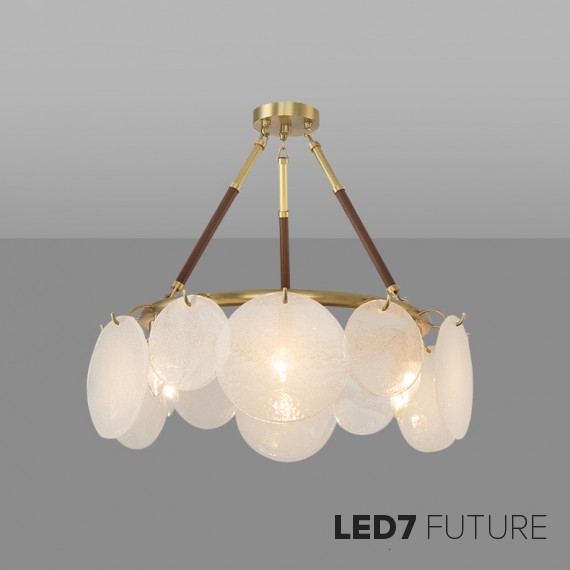 Loft Industry Modern - Leather&Glass Circle Chandelier